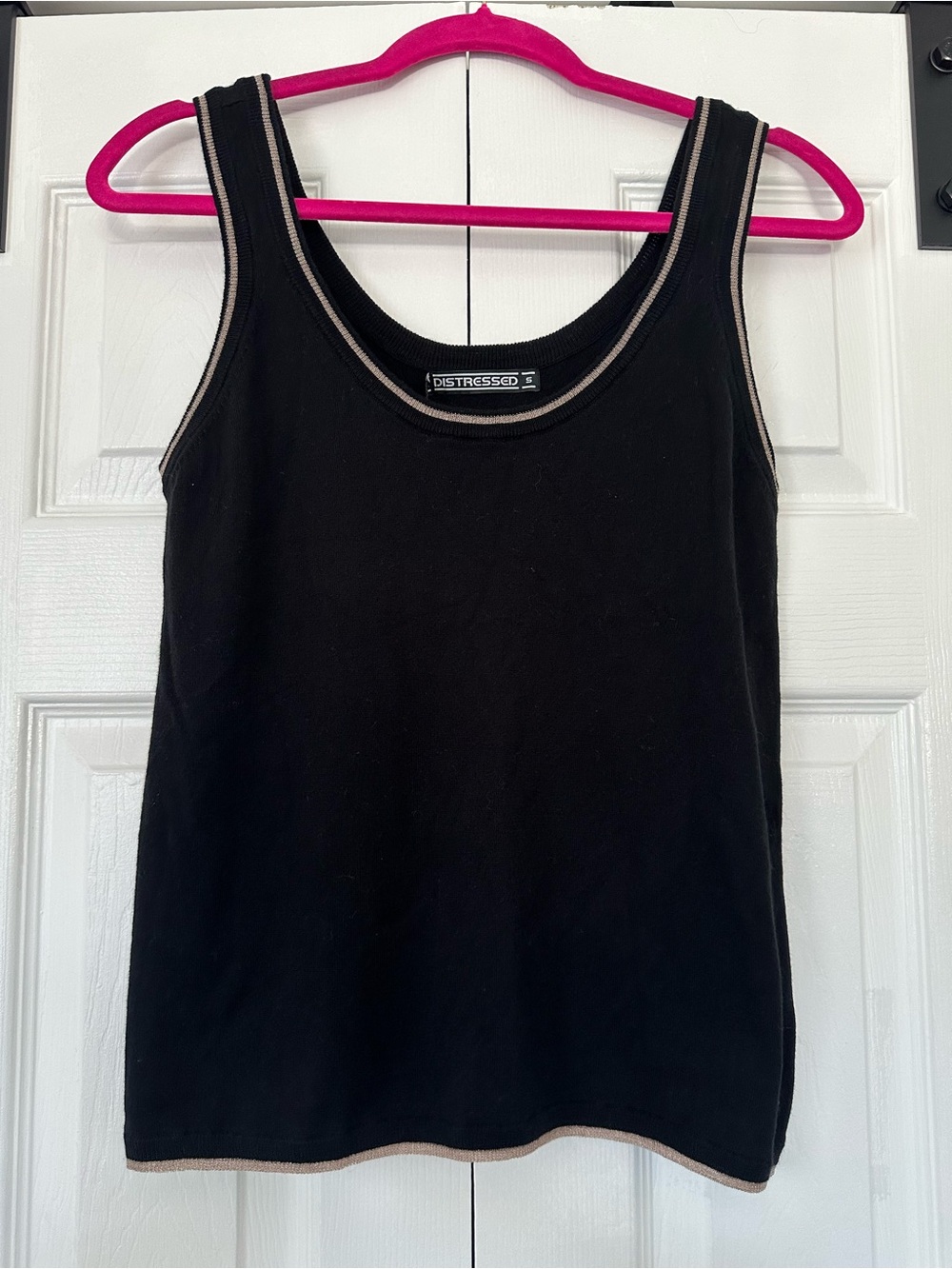 NWT Distressed NYC Vera Double Scoop Knit Tank Black XS-XL